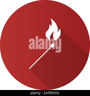 Design plat matchstick gravure ombre portée de l'icône de glyphe. L'incendie criminel. Silhouette Vector illustration Illustration de Vecteur