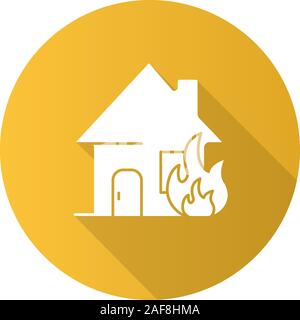 Chambre de combustion modèle plat, ombre portée de l'icône de glyphe. Feu à la maison. Silhouette Vector illustration Illustration de Vecteur