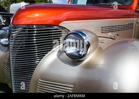 Un bâtiment restauré et modifié 1939 Chevrolet Master Deluxe 2 Portes · à la Moab Action Avril Car Show dans Moab, Utah. Banque D'Images