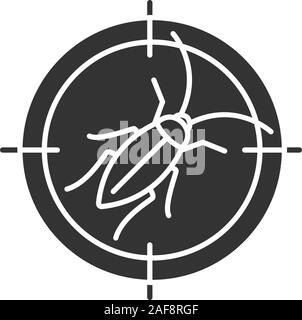 Icône glyphe cible cafard. Roach un insectifuge. La lutte contre les ravageurs. Symbole de Silhouette. L'espace négatif. Vector illustration isolé Illustration de Vecteur
