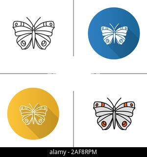 L'icône de papillon. Insecte. Modèle plat, linéaire et de couleurs. Papillon de nuit. Illustrations vectorielles Illustration de Vecteur