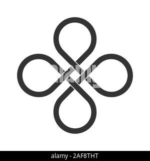 L'icône de boucle infinie. Nœud de Clover Leaf. Boucle sans fin signe. Interverrouillage Celtic knot. Ornement ancien strip. La ligne de l'éternité. Des formes circulaires interconnectées. Illustration de Vecteur