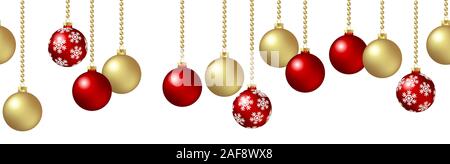 Vecteur EPS 10 seamless background concept avec hanging Red et Golden christmas baubles Illustration de Vecteur