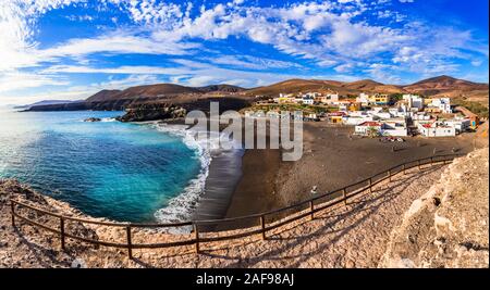 La pêche traditionnelle Ajuy,village,vue panoramique sur l'île de Fuerteventura, Espagne. Banque D'Images