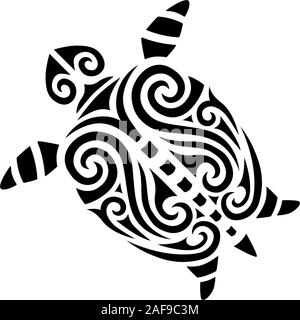 Tatouage tortue maori koru stylisé tribal design idéal pour la conception de tatouage - changement de couleur facile Illustration de Vecteur