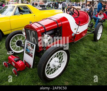 Un stock de 1916 restaurée Ford Modèle T Indianapolis 500 racer dans la Moab Action Avril Car Show dans Moab, Utah. Banque D'Images