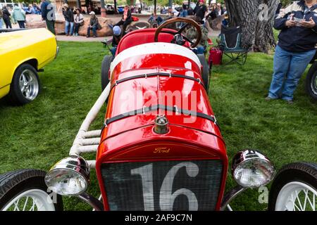 Un stock de 1916 restaurée Ford Modèle T Indianapolis 500 racer dans la Moab Action Avril Car Show dans Moab, Utah. Banque D'Images