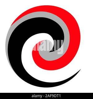 Logo Spirale Koru Maori noir rouge gris New Zealand style Kiwiana Illustration de Vecteur