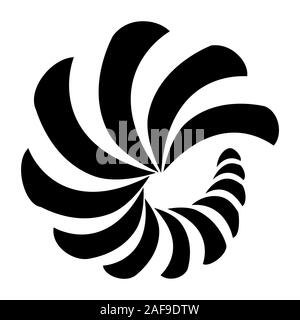 Logo Spirale Nautilus Koru Maori de Nouvelle-Zélande noir style Kiwiana Illustration de Vecteur