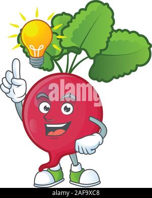 Avoir une idée geste mignon sur un radis rouge style cartoon Illustration de Vecteur