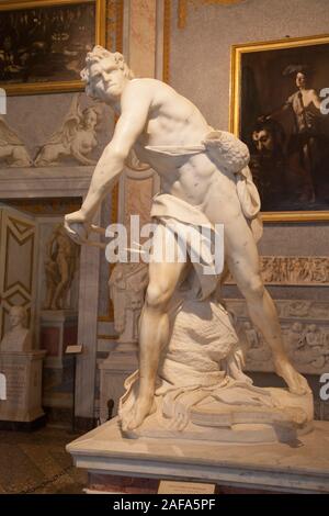 David par Bernini dans la Galleria Borghese (Galerie Borghèse), Rome Banque D'Images