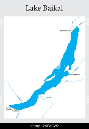 Site de la Fédération le Lac Baïkal avec les villes les plus importantes Illustration de Vecteur