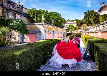 MIAMI, FLORIDE, USA, le 27 novembre 2019 : façades et jardins de la Villa Vizcaya, à Miami, Floride, États-Unis, le 27 novembre 2019 Banque D'Images