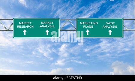 Panneau routier à l'étude de marché Banque D'Images