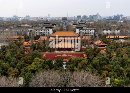 27 mars 2019 : Parc Jinshang à nord à la Tour du tambour. Beijing, Chine Banque D'Images