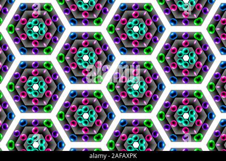 Modèle hexagonal de formes avec des bulles colorées Banque D'Images