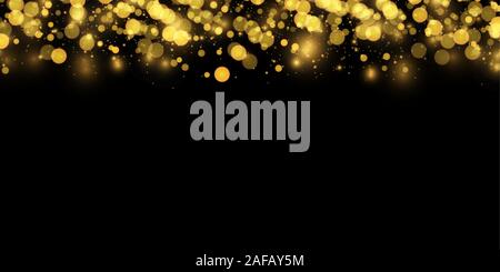 Texture background abstract black et golden Glitter et élégante pour Noël. La poussière blanche. Les particules de poussière magique mousseux. Concept magique. Abstract Illustration de Vecteur