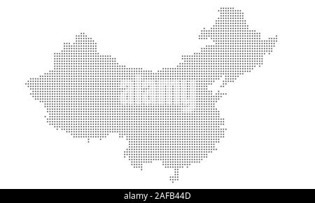 Carte de la Chine en pointillés, vecteur de fond isolé. Modèle plat gris pour le site web, rapport annuel, l'infographie. China map points. Chine site concept. Illustration de Vecteur