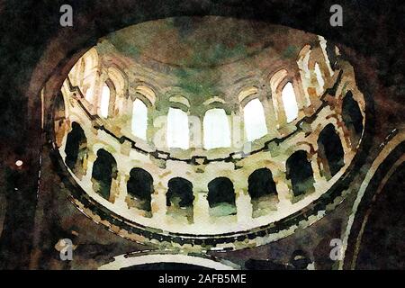 L'intérieur de l'une des voûtes de l'église du Sacré Cœur dans le quartier de Montmartre à Paris à l'automne Banque D'Images