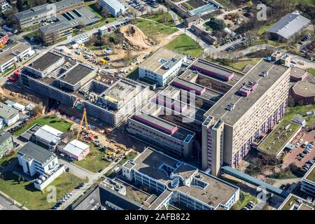 Photographie aérienne, chantier de l'Hôpital universitaire de Düsseldorf - UKD, Programme de modernisation de la médecine (Med mop), Düsseldorf, Rhénanie du Nord, Rhi Banque D'Images