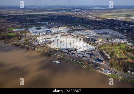 Photo aérienne, MERKUR SPIEL-ARENA, juste au bord du Rhin à Düsseldorf, nouveau bâtiment, Düsseldorf, Rhénanie-du-Nord - Westphalie, Allemagne, Europe, DE, Banque D'Images