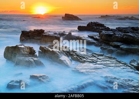 Sonnenuntergang auf l'île Bird, Lamberts Bay, Western Cape, Westkap, Suedafrika, Afrika Banque D'Images