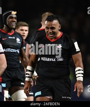 Hendon, Royaume-Uni. 14 Décembre, 2019. Billy Vunipola (sarrasins). Saracens v Munster Rugby. Piscine 4. Heineken Cup Champions. Allianz Park. Hendon. Londres. UK. Garry Crédit/Sport sous gaine en images/Alamy Live News. Credit : Sport en images/Alamy Live News Banque D'Images