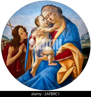 Vierge à l'enfant avec le jeune Saint Jean-Baptiste par Sandro Botticelli et atelier (Alessandro di Mariano di Vanni Filipepi, c.1445-1510), tempera et huile sur bois, c.1490 Banque D'Images