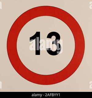 Illustration des Straßenverkehrszeichen 'Maximale Geschwindigkeit 13 Stundenkilometer" Banque D'Images