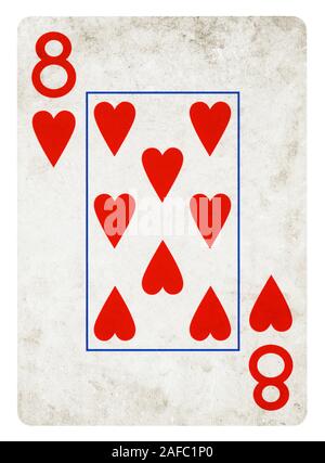 Huit de coeur Vintage playing card - isolated on white (chemin inclus) Banque D'Images