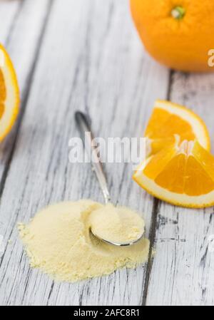 Partie de poudre orange frais comme détaillé close-up shot (selective focus) Banque D'Images