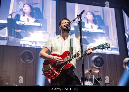 Manchester, UK. 14 décembre 2019. Liam Fray Michael Campbell et Daniel 'Conan' Moores de Die Nerven effectuer à la Manchester Arena sur leur tournée britannique pour toujours plus de plus, Manchester 2019-12-14 . Crédit : Gary Mather/Alamy Live News Banque D'Images