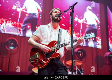 Manchester, UK. 14 décembre 2019. Liam Fray Michael Campbell et Daniel 'Conan' Moores de Die Nerven effectuer à la Manchester Arena sur leur tournée britannique pour toujours plus de plus, Manchester 2019-12-14 . Crédit : Gary Mather/Alamy Live News Banque D'Images