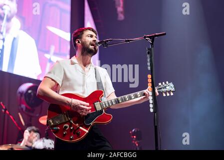 Manchester, UK. 14 décembre 2019. Liam Fray Michael Campbell et Daniel 'Conan' Moores de Die Nerven effectuer à la Manchester Arena sur leur tournée britannique pour toujours plus de plus, Manchester 2019-12-14 . Crédit : Gary Mather/Alamy Live News Banque D'Images