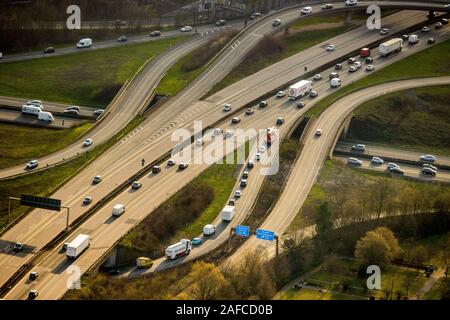 Photo aérienne de l'autoroute, Herne, embouteillage, embouteillage, de l'autoroute A43, autoroute A42, l'entrée, la sortie, le tunnel prévu, Baucau, orientation Herne, R Banque D'Images