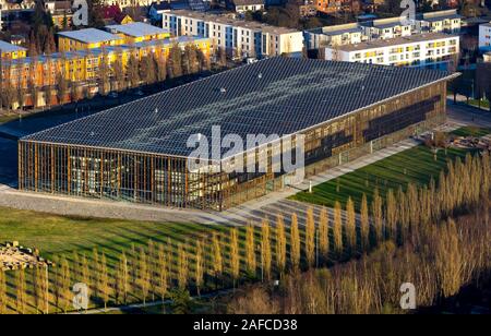 Photo aérienne, centre de formation, académie Mont-Cenis Mont-Cenis, de l'Académie solaire toit solaire, hotel, Sodingen, Herne, Ruhr, Rhénanie du Nord-Westphalie, Allemagne Banque D'Images