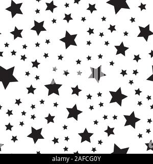 Abstract pattern transparente avec des étoiles noires de tailles différentes sur fond blanc. Illustration de Vecteur