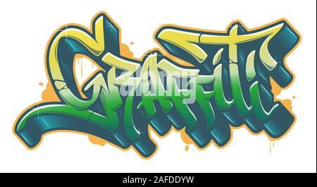 Mot Graffiti Graffiti dans un style lisible dans des couleurs personnalisables. Le texte vectoriel. Illustration de Vecteur