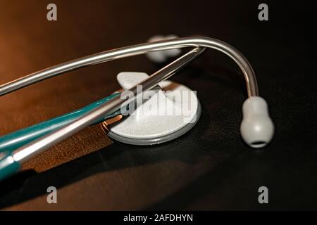 Close-up d'un appareil appelé un stéthoscope stéthoscope ou respiratoire et cardiaque pour effectuer l'examen médical Banque D'Images