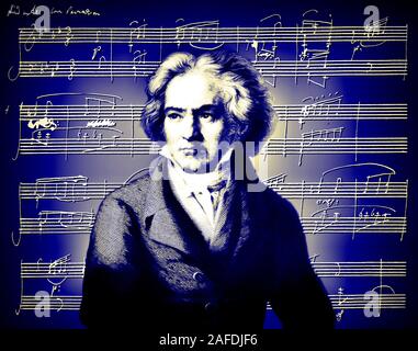 Sonate pour piano n°12 manuscrites dans un♭ majeur, Op. 26, Ludwig van Beethoven, compositeur allemand, 1770 -1827 Banque D'Images