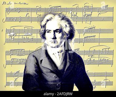 Sonate pour piano n°12 manuscrites dans un♭ majeur, Op. 26, Ludwig van Beethoven, compositeur allemand, 1770 -1827 Banque D'Images