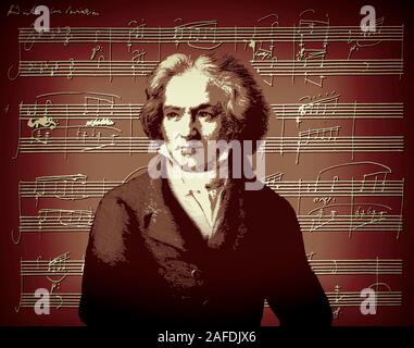 Sonate pour piano n°12 manuscrites dans un♭ majeur, Op. 26, Ludwig van Beethoven, compositeur allemand, 1770 -1827 Banque D'Images