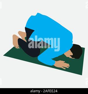 Vector illustration du petit enfant de la prostration des musulmans pour prier Illustration de Vecteur