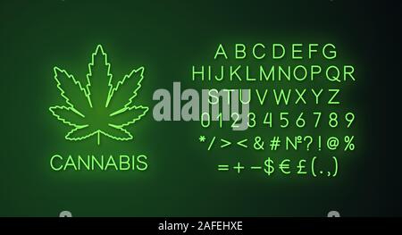 Feuilles de marijuana neon light modèle de page. Le Cannabis. Site Web de l'option de menu lumineux Vector illustration isolé Illustration de Vecteur