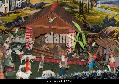 Crèche de Noël traditionnel fait maison Banque D'Images