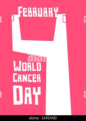 En main numéro 4 maintenant le mot de février. Journée mondiale contre le cancer illustration conceptuelle. Banque D'Images