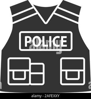 Veste tactique Police icône glyphe. Gilet pare-balles. Symbole de Silhouette. L'espace négatif. Vector illustration isolé Illustration de Vecteur