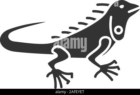 Icône glyphe d'iguane. Lézard herbivore. Symbole de Silhouette. L'espace négatif. Vector illustration isolé Illustration de Vecteur