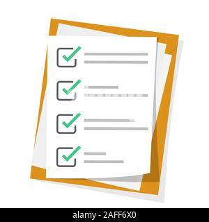 Liste de contrôle, effectuer des tâches, liste à faire, enquête, examen des concepts. Qualité Premium. Design plat moderne des éléments graphiques. Illustration de Vecteur