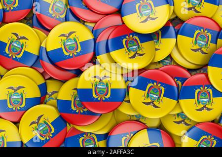 Badges avec le drapeau de l'Equateur, 3D Rendering Banque D'Images